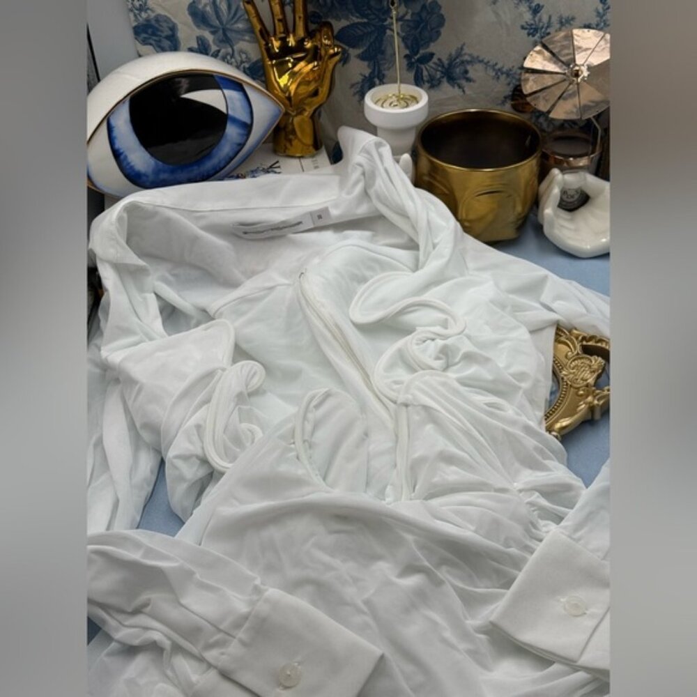 🆕 CHRISTOPHER ESBER 🧿 NWOT Venus Plunge Shirt Maxi Dress, White - Sz AU10 US 6 - Picture 13 of 16